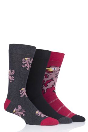 Mens 3 Pair SOCKSHOP Wild Feet Griffin Novelty Cotton Socks