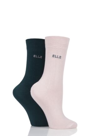 Ladies 2 Pair Elle Plain Bamboo Fibre Socks