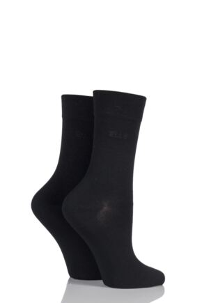 Ladies 2 Pair Elle Plain Bamboo Fibre Socks