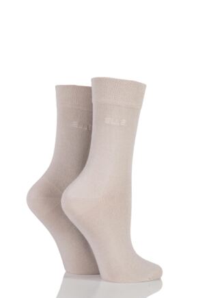 Ladies 2 Pair Elle Plain Bamboo Fibre Socks Neutral
