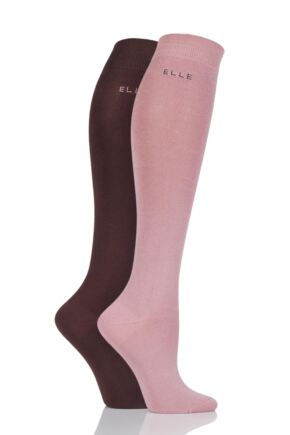 Ladies 2 Pair Elle Plain Bamboo Knee Highs sale sale Quartz 4-8