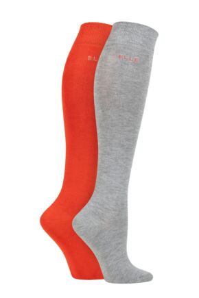 Ladies 2 Pair Elle Plain Bamboo Knee Highs Rust 4-8 Ladies