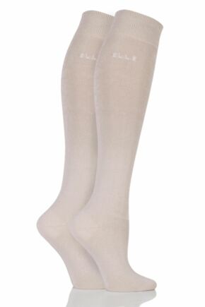 Ladies 2 Pair Elle Plain Bamboo Knee Highs Neutral (new) 4-8