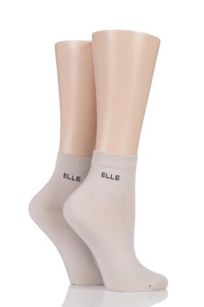 Ladies 2 Pair Elle Bamboo Anklet Socks Neutral 4-8