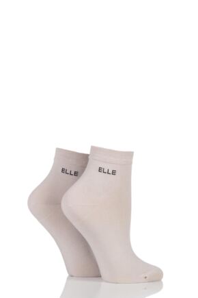 Ladies 2 Pair Elle Bamboo Anklet Socks Neutral 4-8