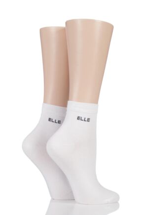 Ladies 2 Pair Elle Bamboo Anklet Socks White 4-8