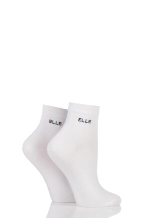 Ladies 2 Pair Elle Bamboo Anklet Socks White 4-8