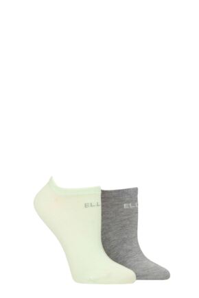 Ladies 2 Pair Elle Plain, Patterned and Striped Bamboo No Show Socks Keylime Pie Plain 4-8