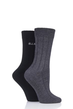 Ladies 2 Pair Elle Ribbed Bamboo Boot Socks