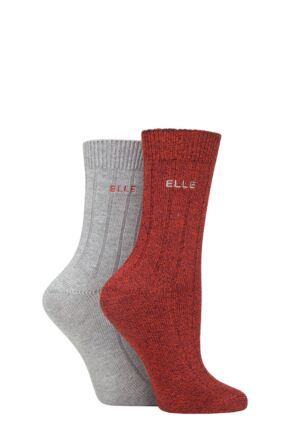 Ladies 2 Pair Elle Ribbed Bamboo Boot Socks Rust 4-8 Ladies