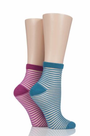 WB Socks Ladies Stripes /& Spots Fluffy Socks 2 pairs per pack