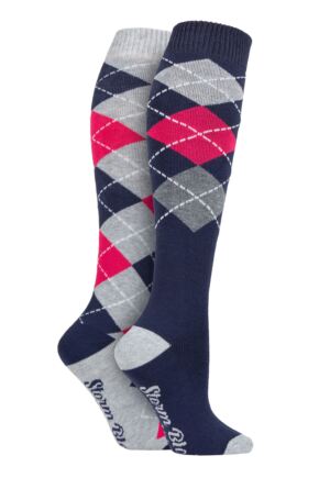 Ladies 2 Pair Storm Bloc Equestrian Midweight Argyle Knee High Socks