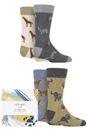 Babies and Kids 4 Pair Thought Zoological Bamboo and Organic Cotton Gift Boxed Socks