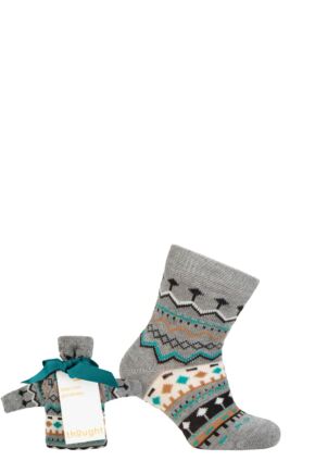 Kids 1 Pair Thought Dannie Fairisle Christmas Jumper Gift Bagged Bamboo Socks Multi 0-12 Months
