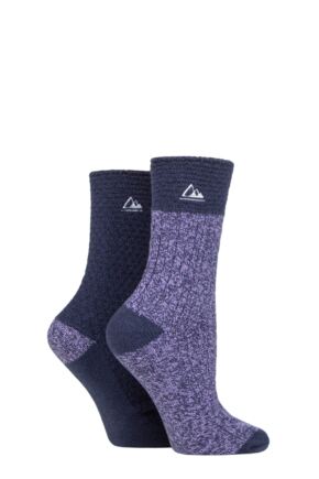 Ladies 2 Pair Storm Bloc Soft Poly Boot Socks Midnight / Purple 4-8 Ladies