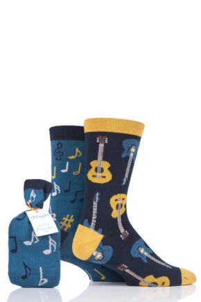 Mens 2 Pair Thought Musician Bamboo and Organic Cotton Socks Gift Bag