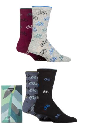 Mens 4 Pair Thought Griffin Bike Organic Cotton Gift Boxed Socks