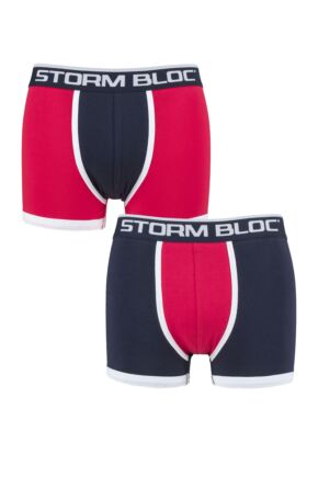 Storm Bloc Mens 2 Pair Cotton Fitted Contrast Trunks