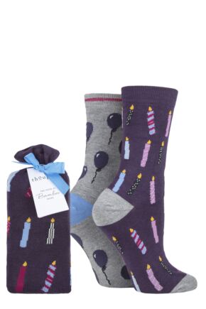 Ladies 2 Pair Thought Party Bamboo and Organic Cotton Gift Bagged Socks