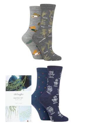 Ladies 4 Pair Thought Marah Allotment Bamboo and Organic Cotton Gift Boxed Socks