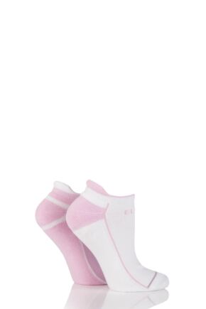 Ladies 2 Pair Elle Sports Cotton Cushioned Trainer Socks Fresh Pink 4-8
