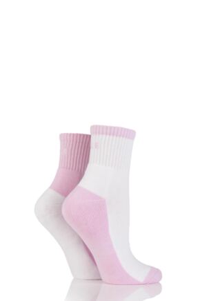 Ladies 2 Pair Elle Sports Cushioned Ankle Socks Fresh Pink 4-8