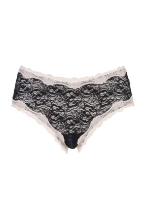 Kinky Knickers Black And Oyster Scalloped Lace Trim Knickers