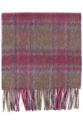 Mens and Ladies Great & British Knitwear Made In Scotland Check 100% Cashmere Scarf Red Grey Brown One Size