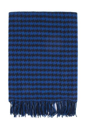 Ladies Great & British Knitwear Made In Scotland 100% Pure New Wool Houndstooth Pattern Wrap Blue One Size