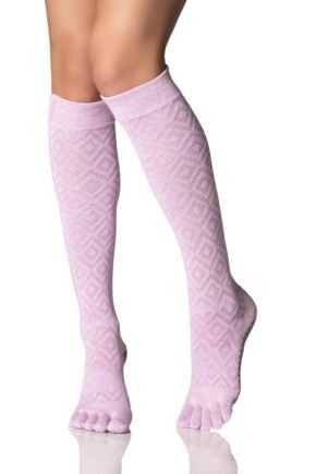 Ladies 1 Pair ToeSox Scrunch Diamond Full Toe Knee High Socks
