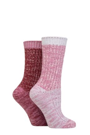 Ladies 2 Pair Elle Chunky Ribbed Boot Socks