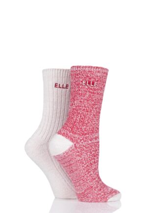 Ladies 2 Pair Elle Velvet Soft Boot Socks