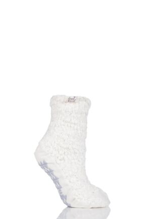 Ladies 1 Pair Elle Popcorn Sequinned Cosy Moccasin Socks
