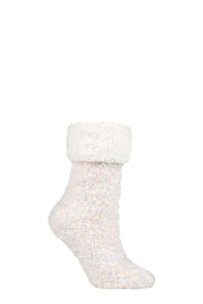 Ladies 1 Pair Elle Popcorn Feather Slipper Socks with Sherpa Lining Fruit Salad 4-8 Ladies