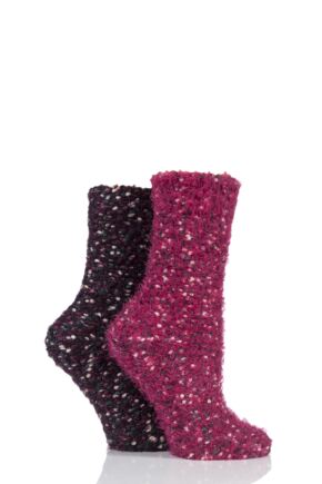 Ladies 2 Pair Elle Popcorn Feather Socks
