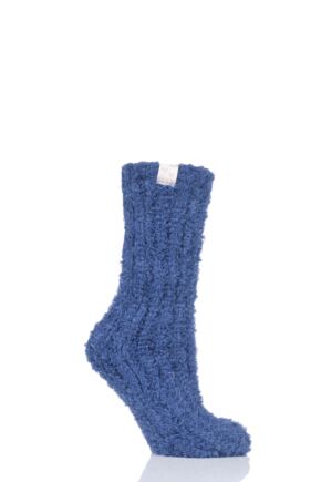 Ladies 1 Pair Elle Feather Slipper Socks Midnight 4-8 Ladies