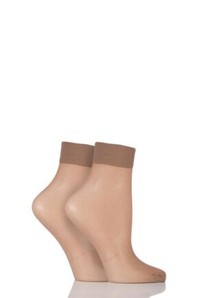 Ladies 2 Pair Elle 15 Denier Ankle Highs With Comfort Cuff
