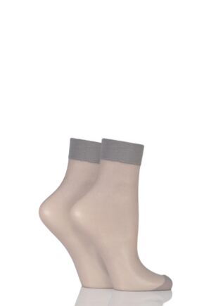 Ladies 2 Pair Elle 15 Denier Ankle Highs With Comfort Cuff
