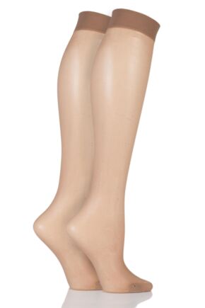Ladies 2 Pair Elle 15 Denier Knee Highs With Comfort Cuff