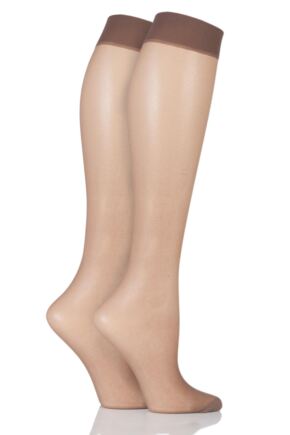 Ladies 2 Pair Elle 15 Denier Knee Highs With Comfort Cuff