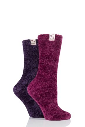 Ladies 2 Pair Elle Chenille Leisure Socks