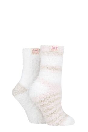 Ladies 2 Pair Elle Fluffy and Cosy Blissful Bed Time Socks Shetland 4-8 Ladies