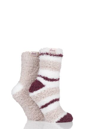 Ladies 2 Pair Elle Fluffy and Cosy Blissful Bed Time Socks