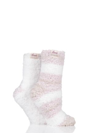Ladies 2 Pair Elle Fluffy and Cosy Blissful Bed Time Socks