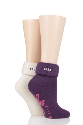Ladies 2 Pair Elle Thermal Bed and Slipper Socks