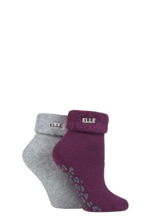 Ladies 2 Pair Elle Thermal Bed and Slipper Socks Beetroot 4-8 Ladies