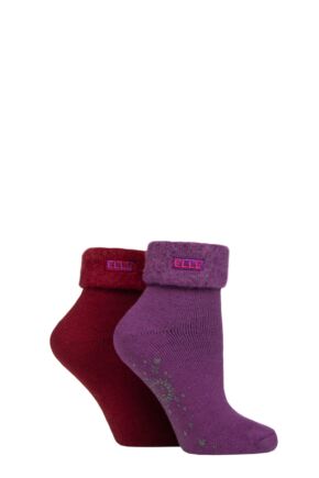 Ladies 2 Pair Elle Thermal Bed and Slipper Socks