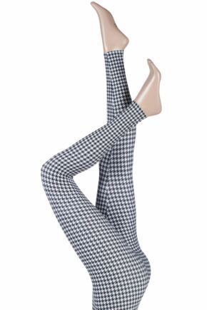 Ladies 1 Pair Silky Houndstooth Design Everyday Leggings