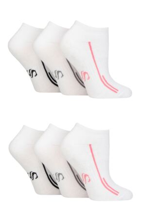 Ladies 6 Pair SOCKSHOP Performance Sport Cushioned Trainer Socks White 4-8