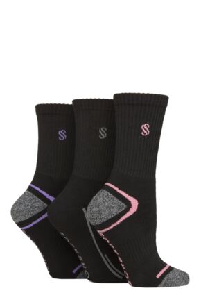 Ladies 3 Pair SOCKSHOP Performance Sport Cushioned Crew Socks